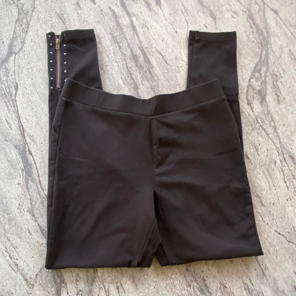 Petite Side Zip w Studs High Rise Skinny Leggings - Picture 2 of 6